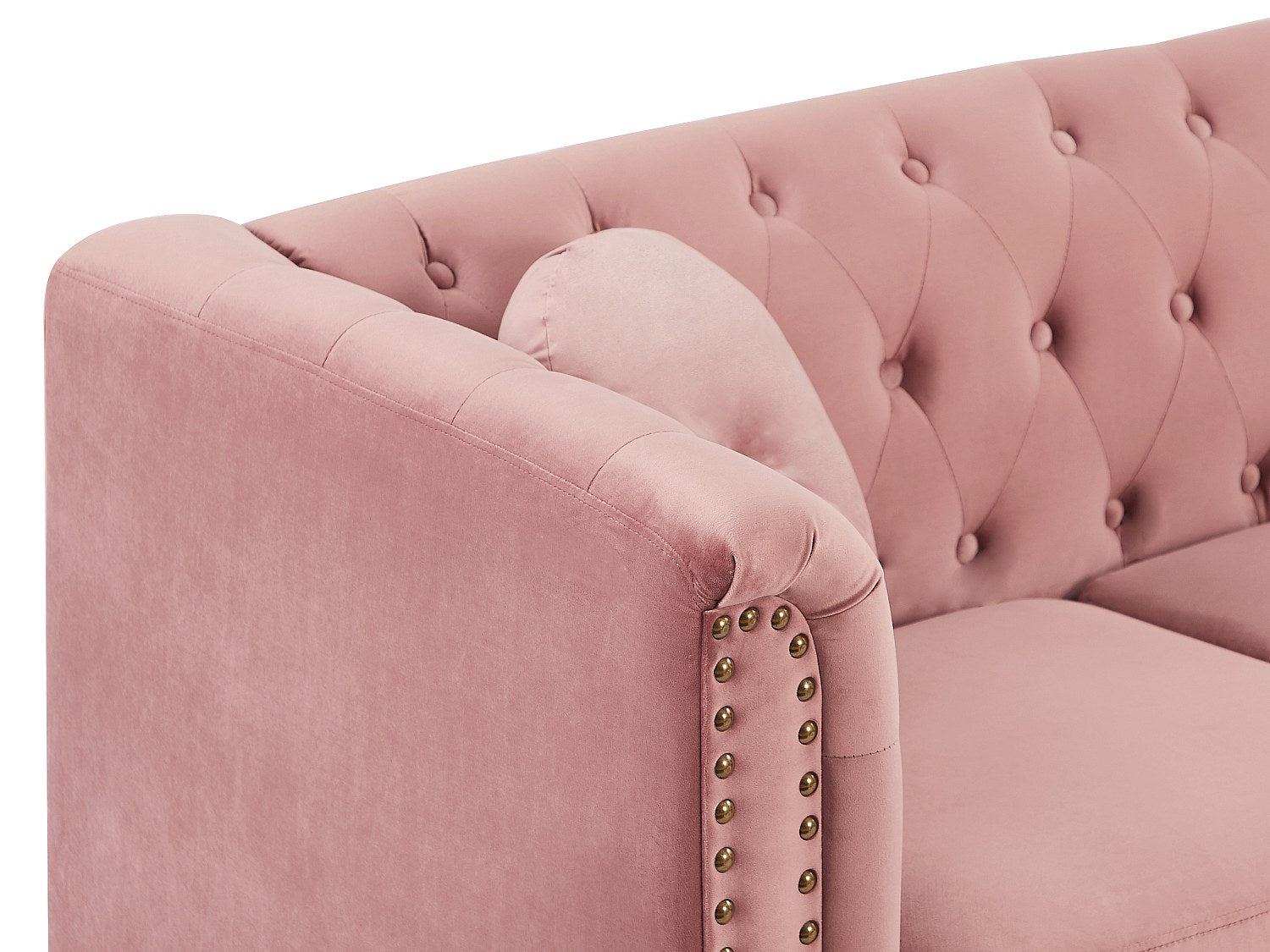 Canapé Chesterfield angle rose velours - Turner