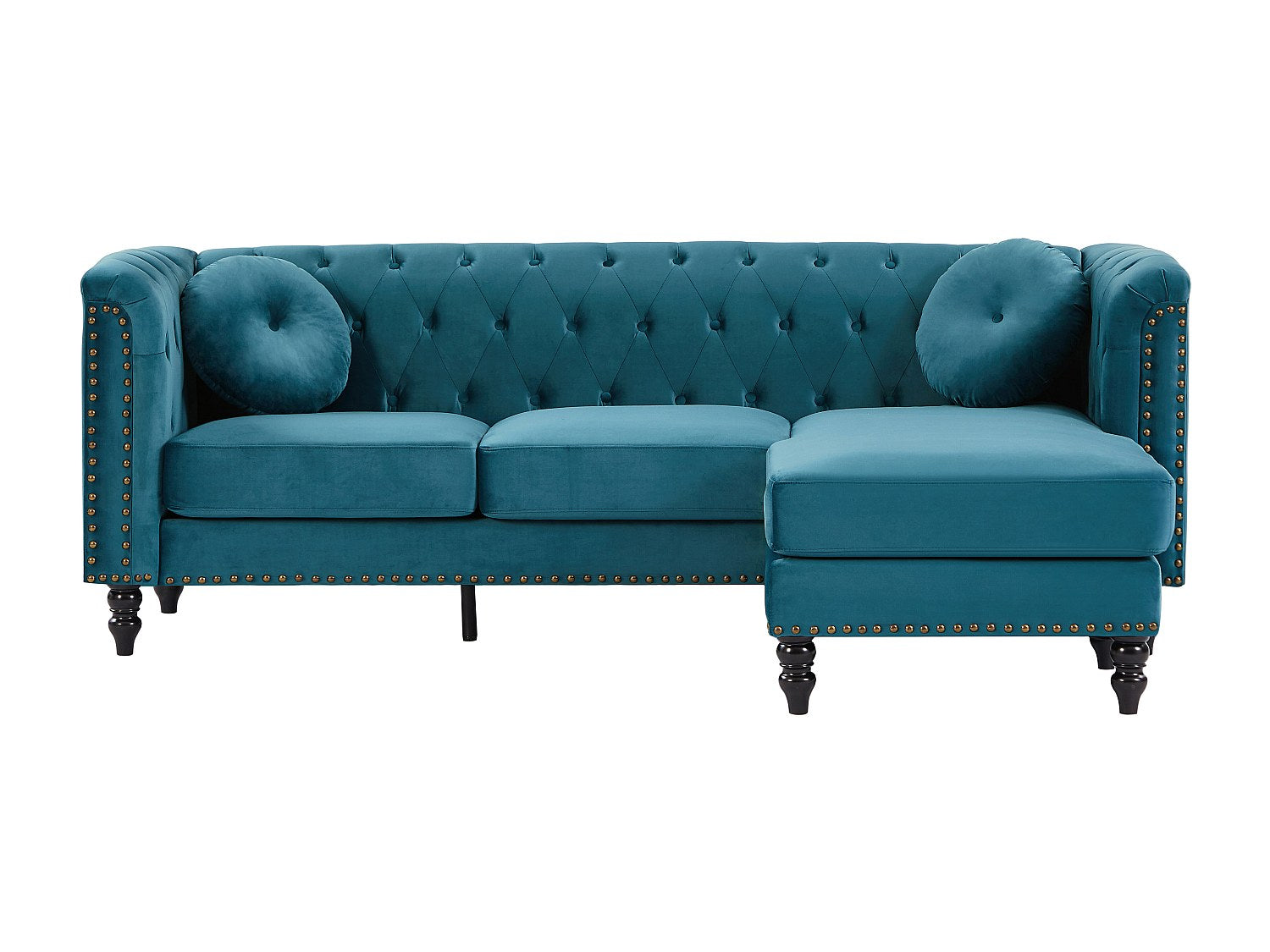 Canapé Chesterfield angle bleu velours - Turner