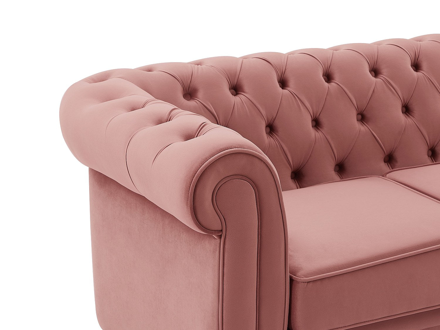 Canapé Chesterfield droit 2 places rose velours