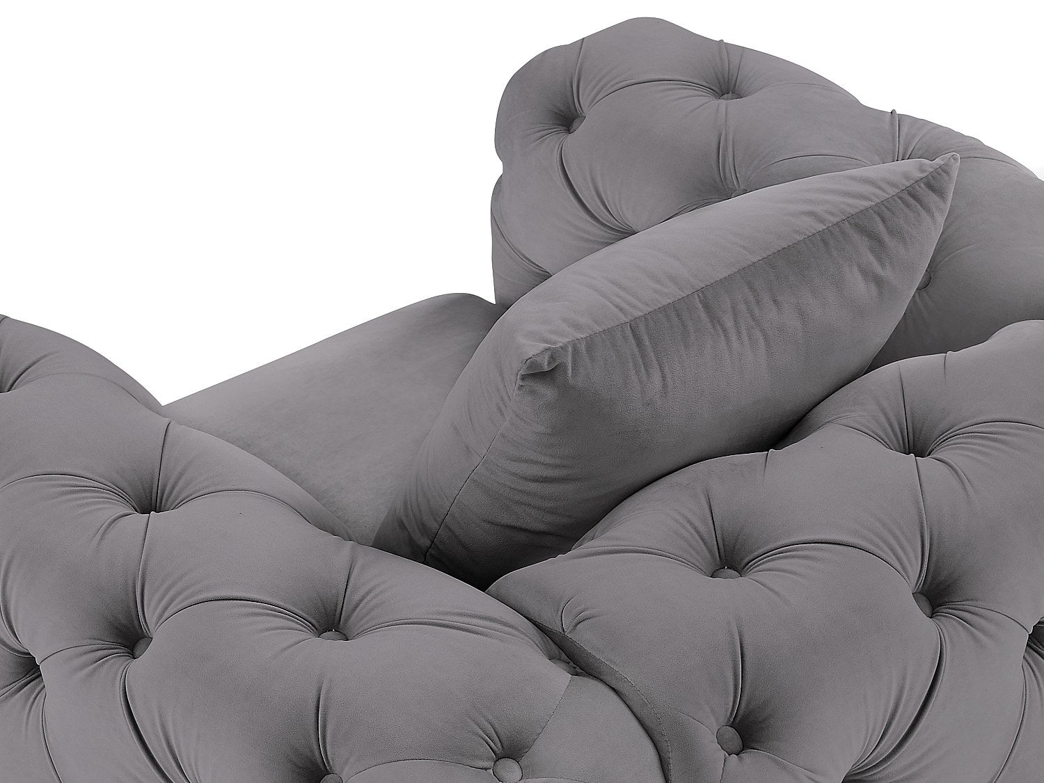 Fauteuil Chesterfield gris velours - Edwina