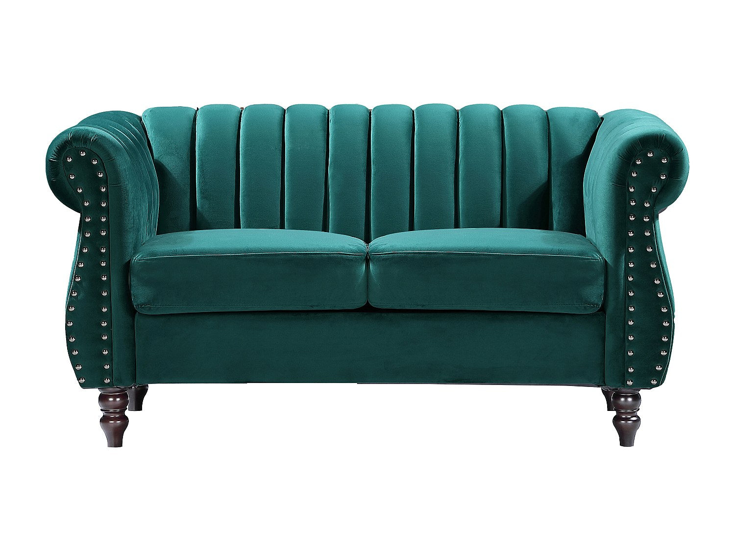 Canapé Chesterfield droit 2 places vert velours - Trumbo