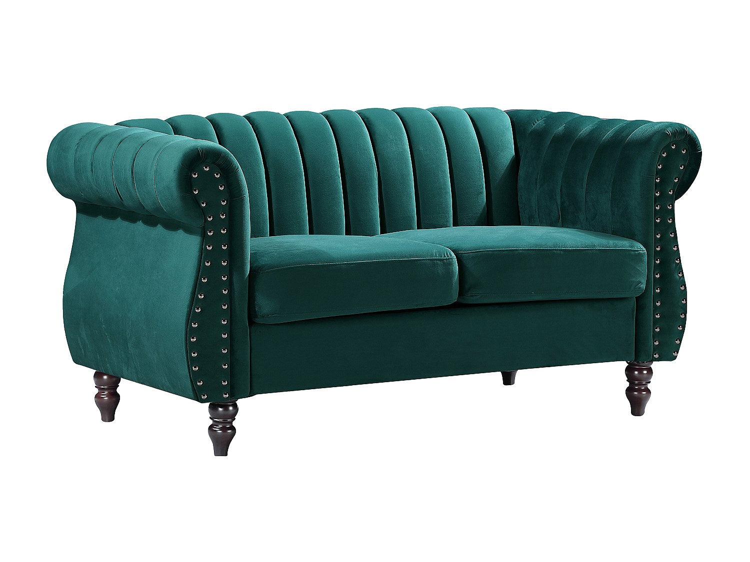 Canapé Chesterfield droit 2 places vert velours - Trumbo