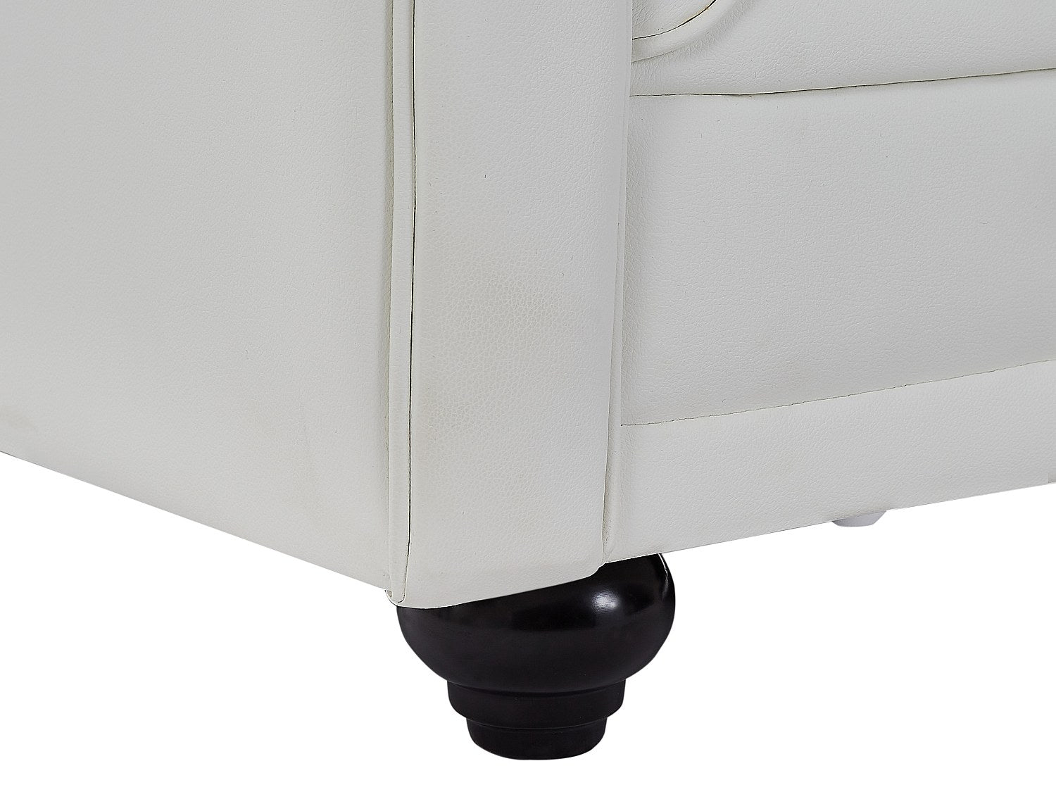 Canapé Chesterfield droit 2 places blanc simili cuir