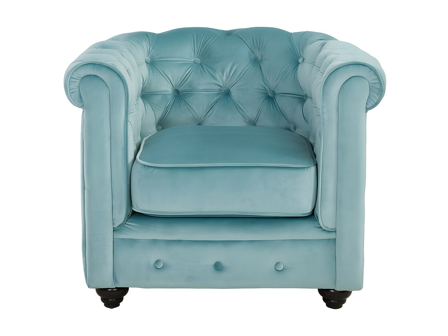 Fauteuil Chesterfield bleu velours