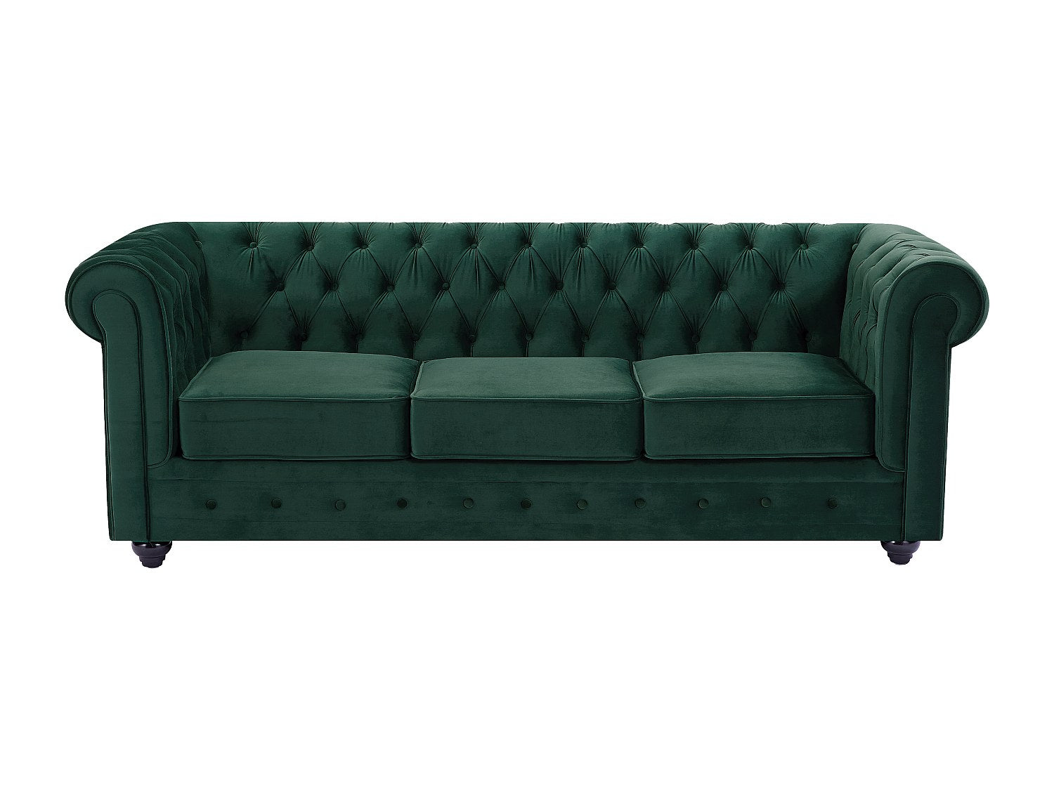 Canapé Chesterfield droit 3 places vert velours