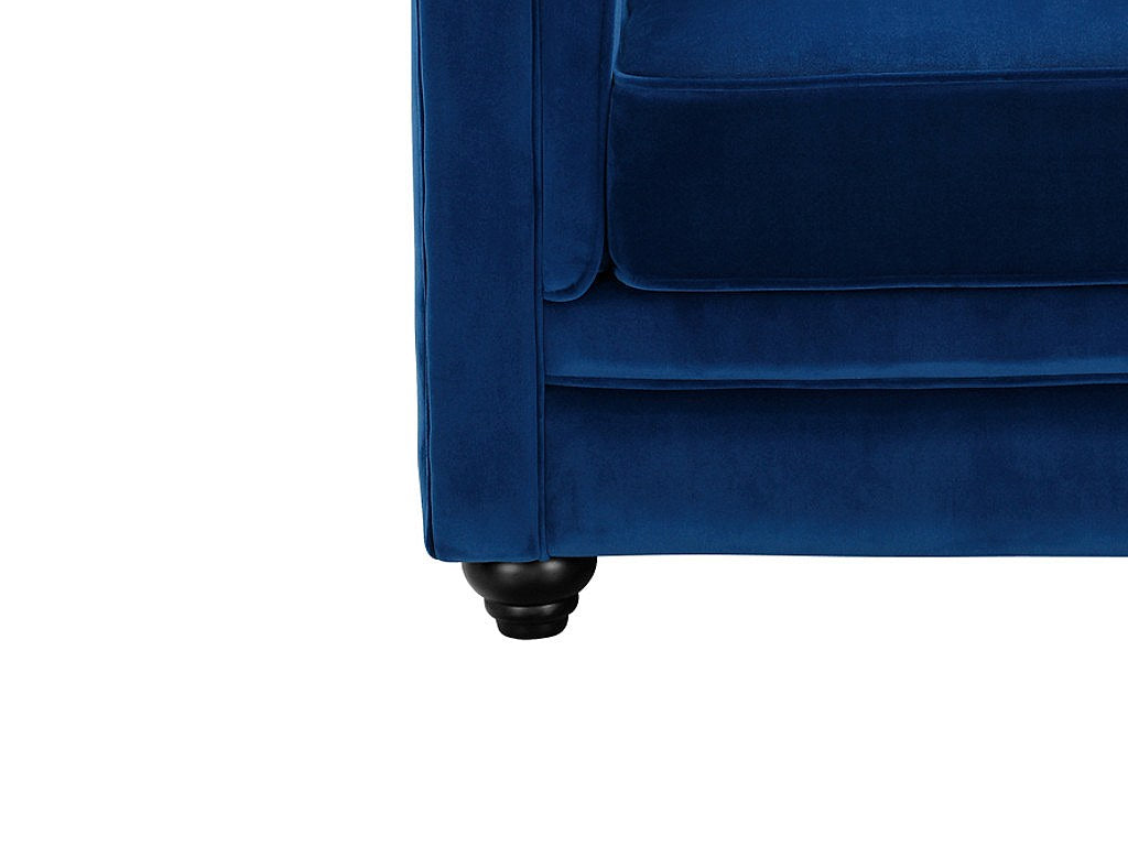 Canapé Chesterfield droit 3 places bleu velours