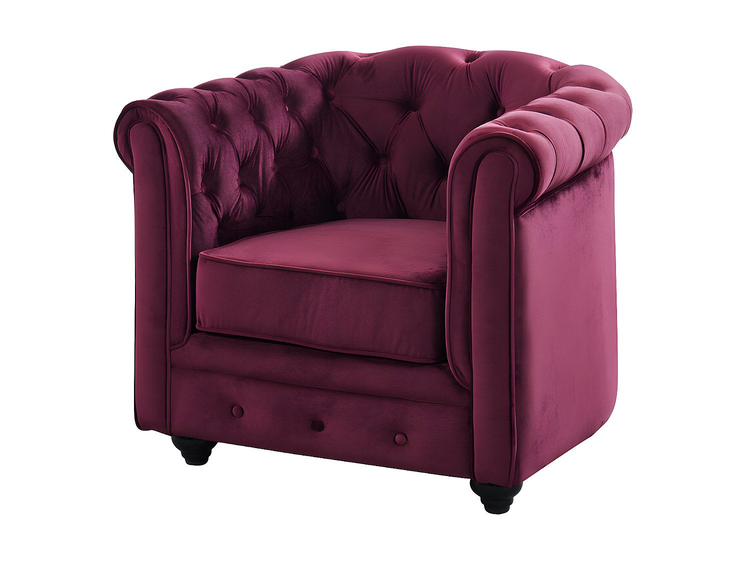 Fauteuil Chesterfield rouge velours