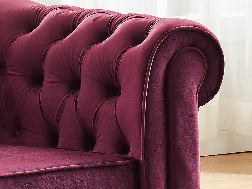 Fauteuil Chesterfield rouge velours