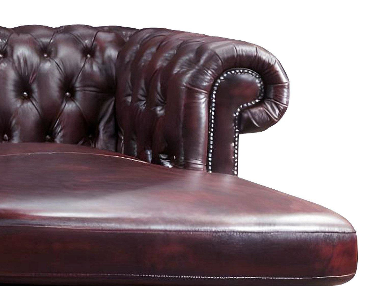Canapé Chesterfield angle rouge cuir - Brenton