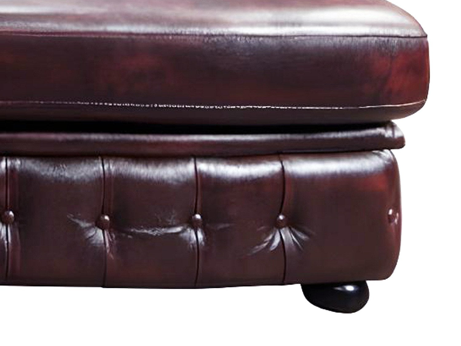 Canapé Chesterfield angle rouge cuir - Brenton