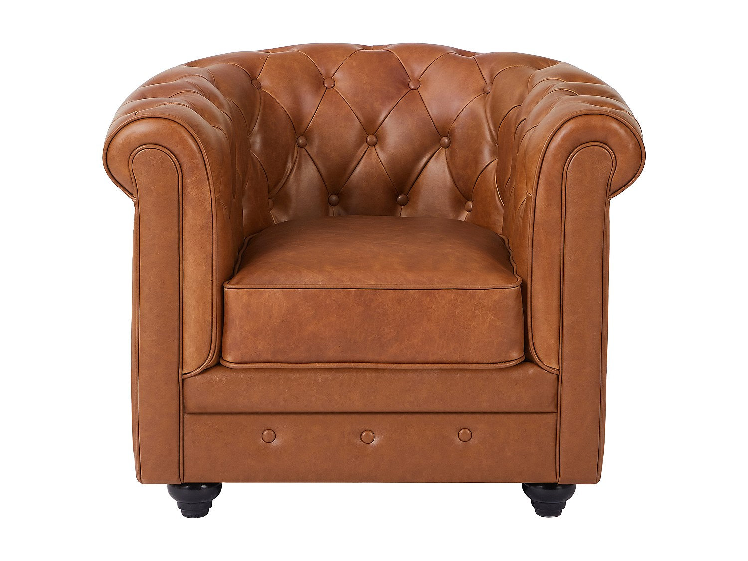 Fauteuil Chesterfield marron cuir