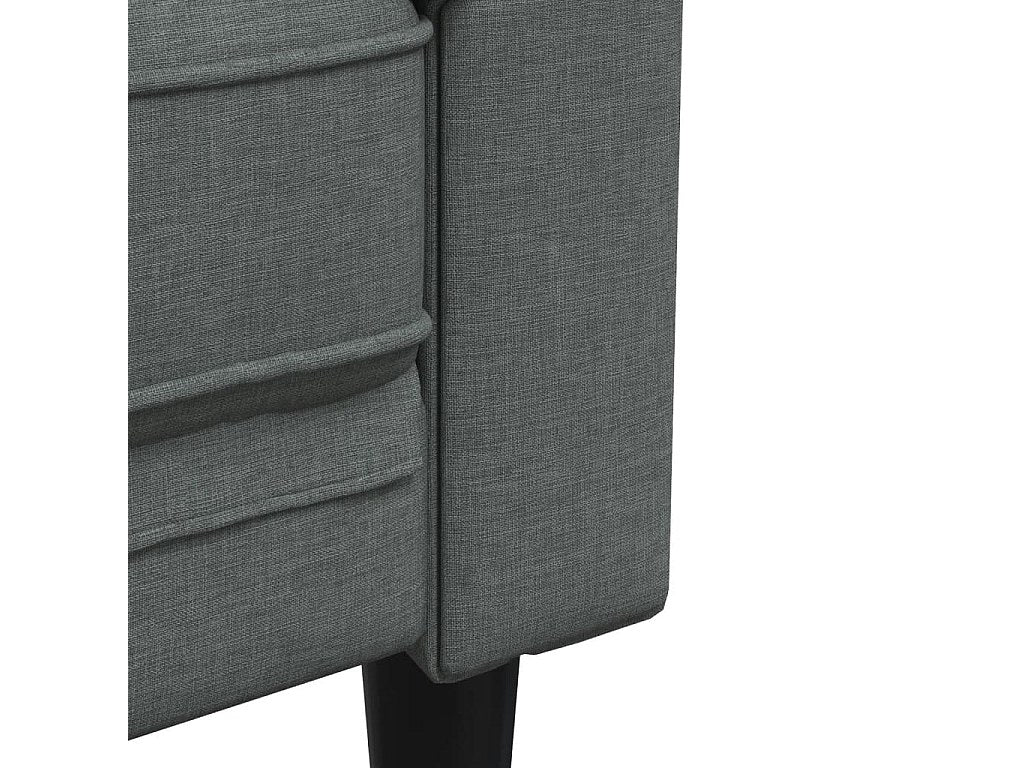 Canapé Chesterfield droit 3 places gris tissu
