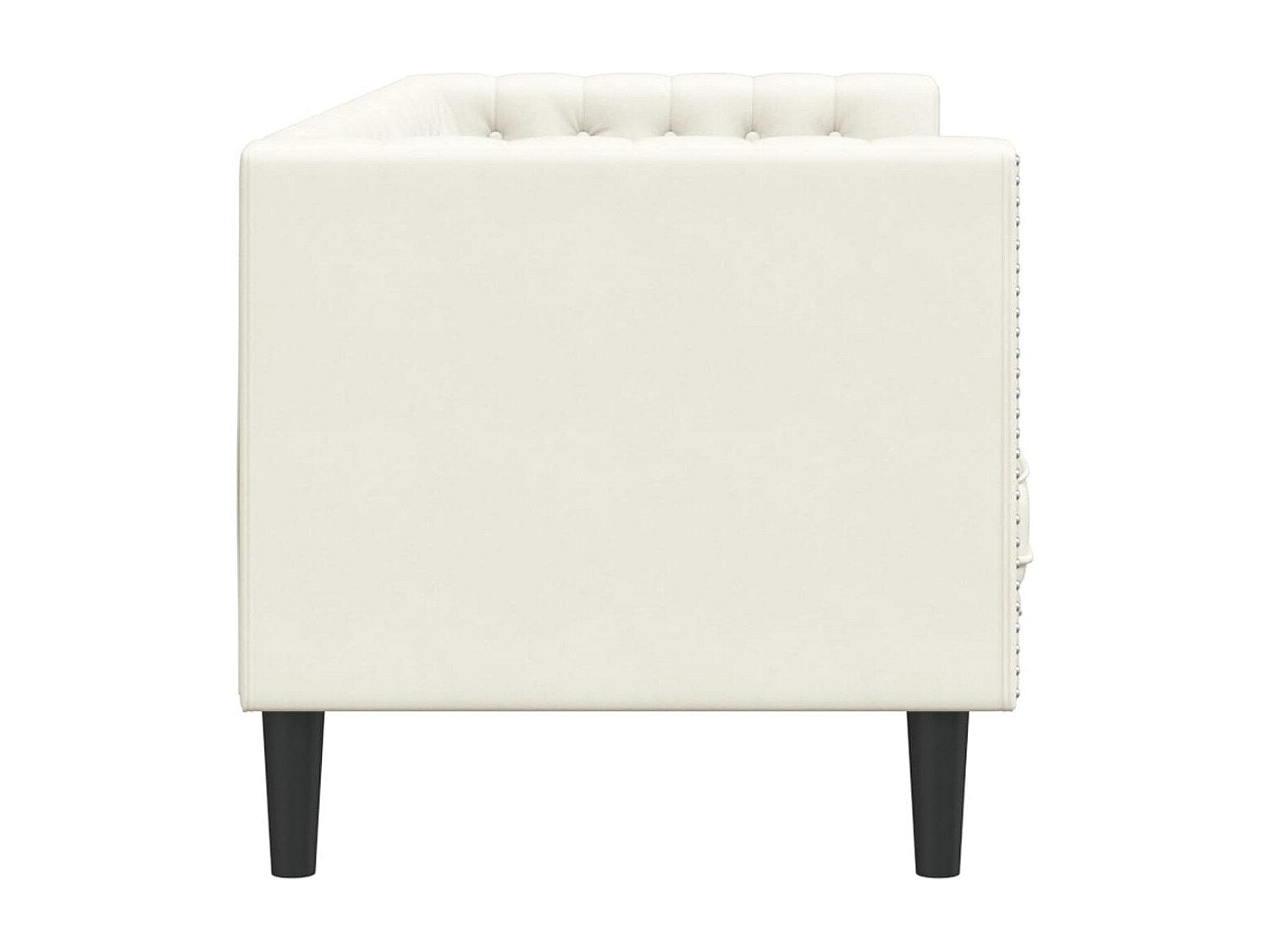 Canapé Chesterfield droit 3 places beige velours