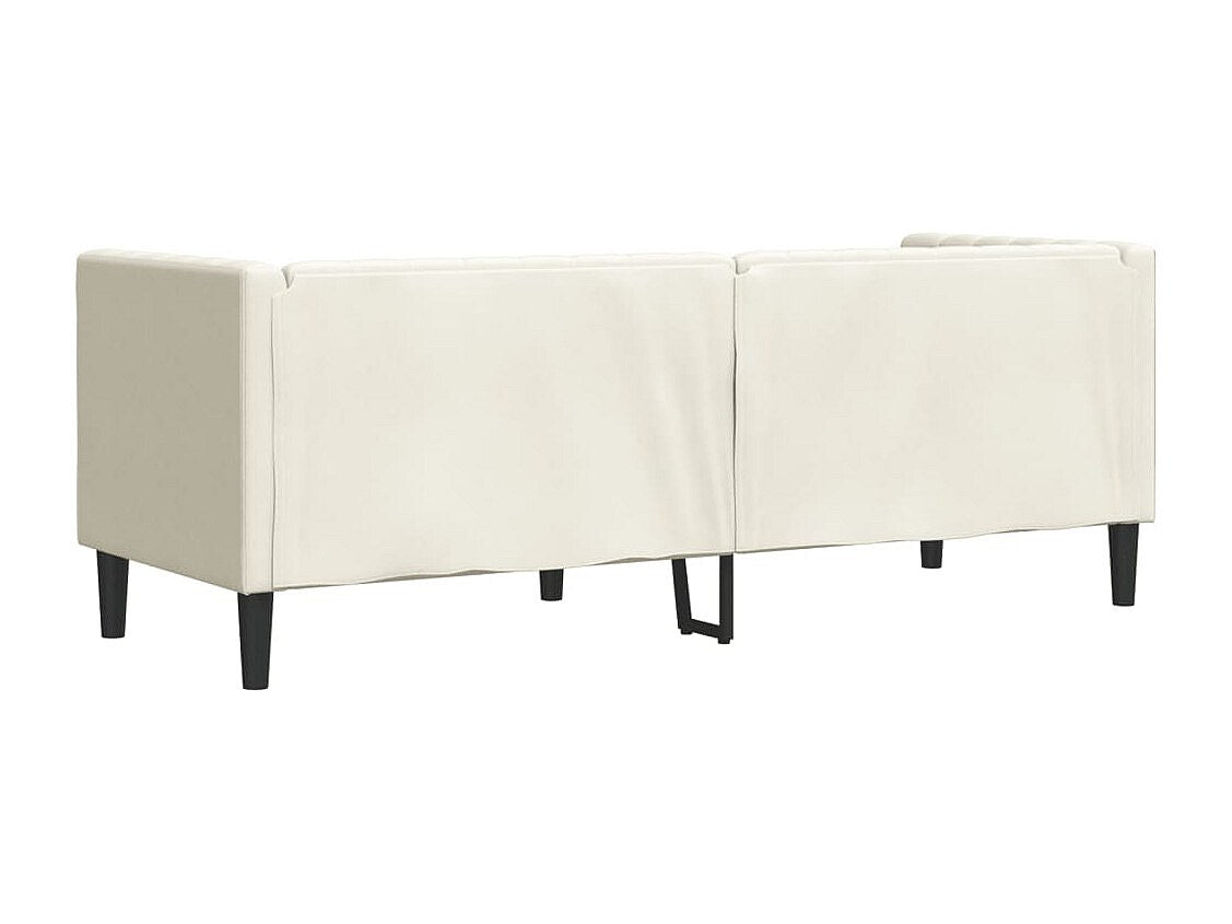 Canapé Chesterfield droit 3 places beige velours