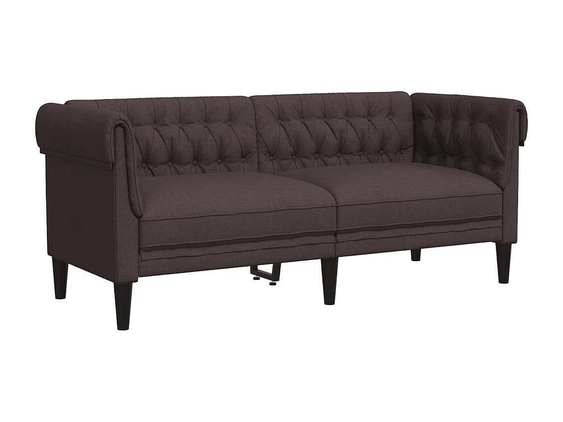 Canapé Chesterfield droit 2 places marron tissu