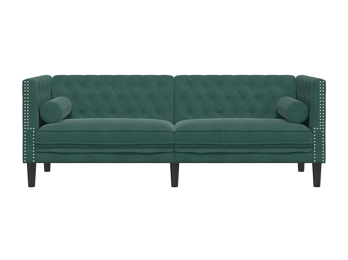 Canapé Chesterfield droit 3 places vert velours