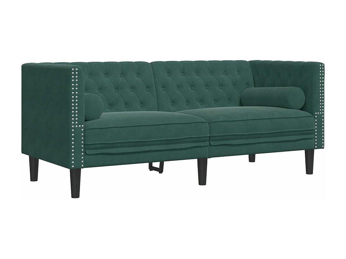 Canapé Chesterfield droit 2 places vert velours