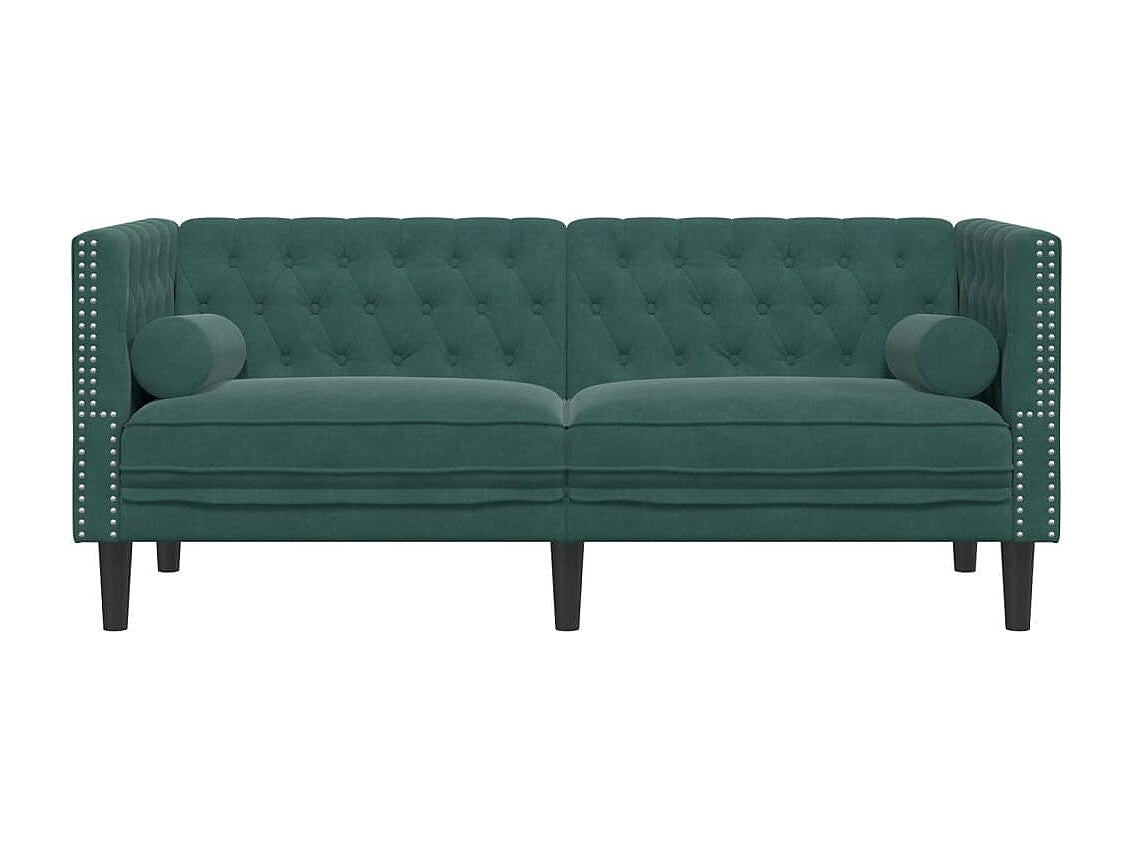 Canapé Chesterfield droit 2 places vert velours