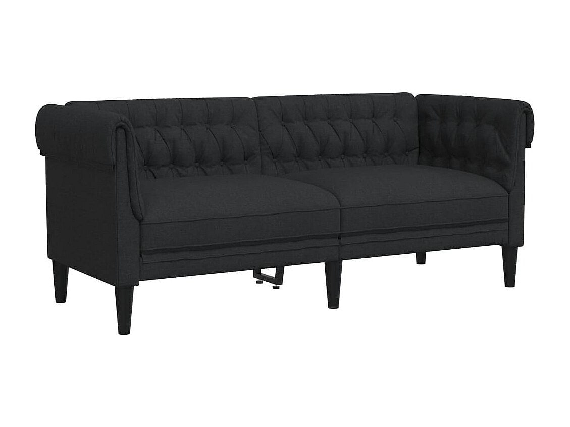 Canapé Chesterfield droit 2 places noir tissu