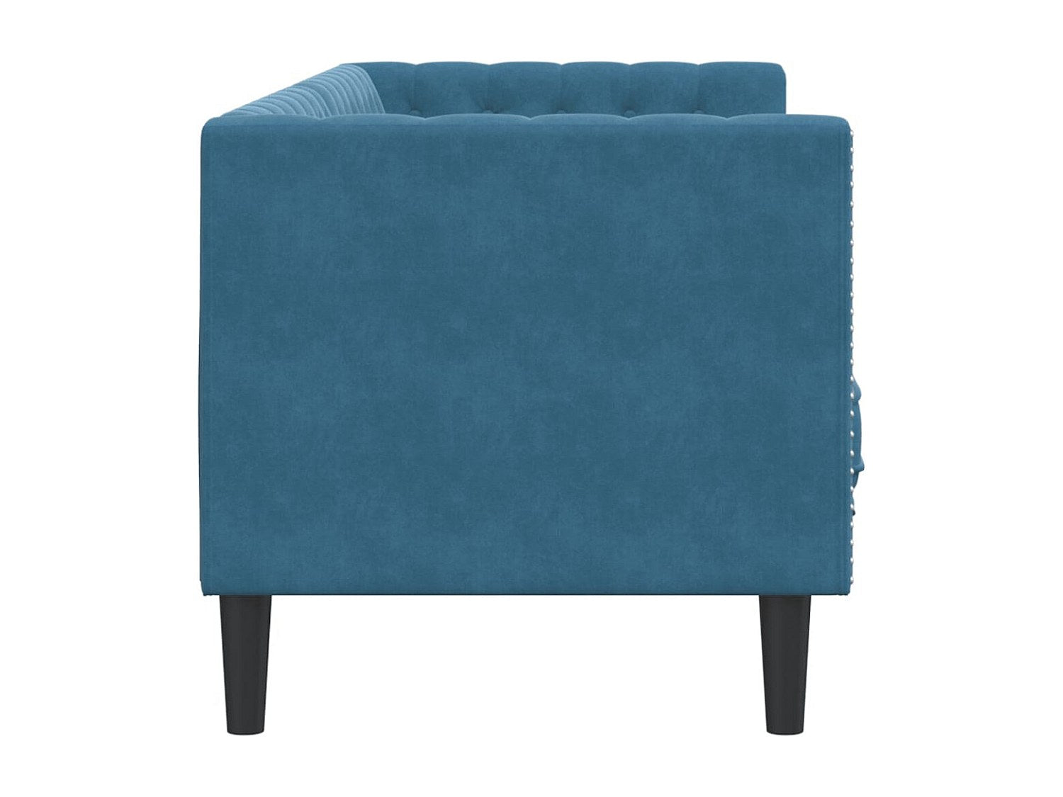 Canapé Chesterfield droit 3 places bleu velours