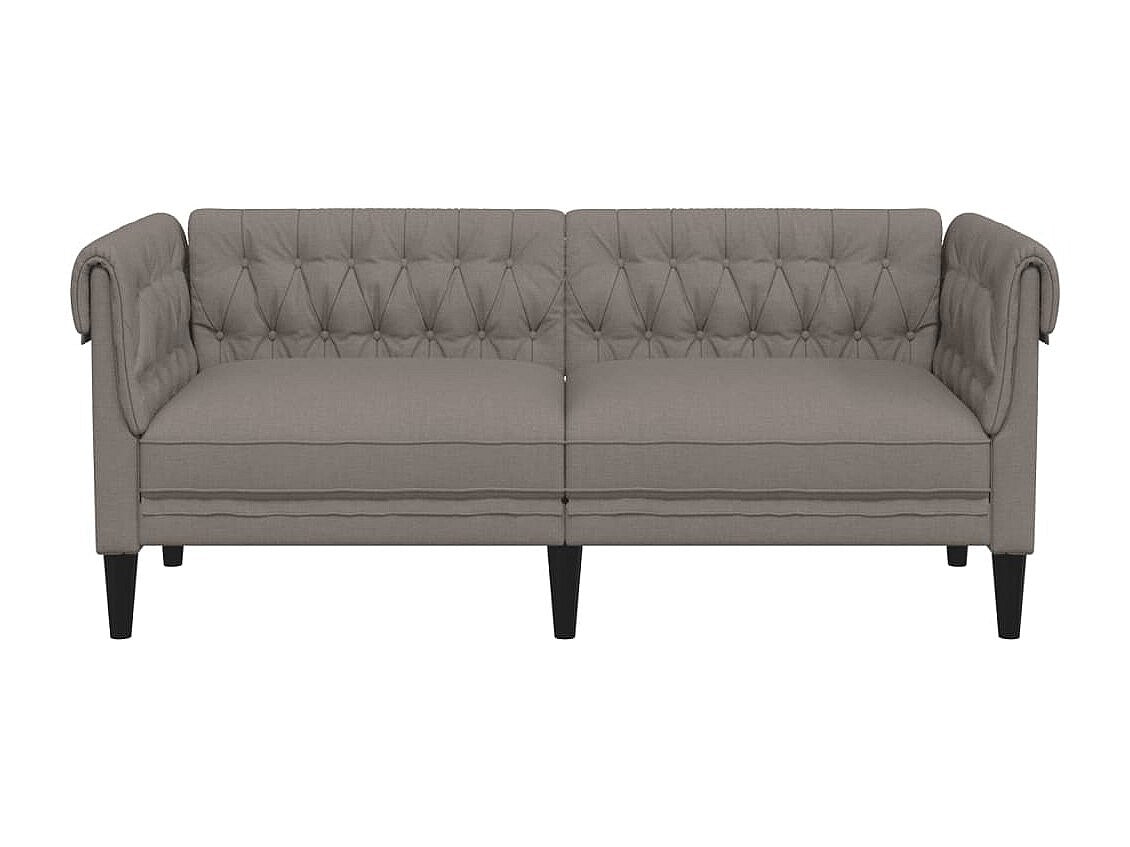 Canapé Chesterfield droit 2 places taupe tissu