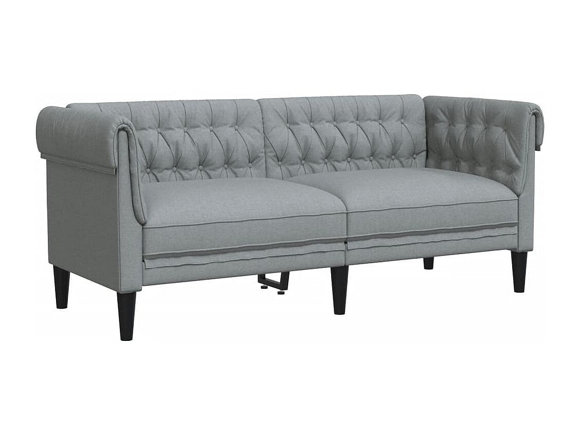 Canapé Chesterfield droit 2 places gris tissu