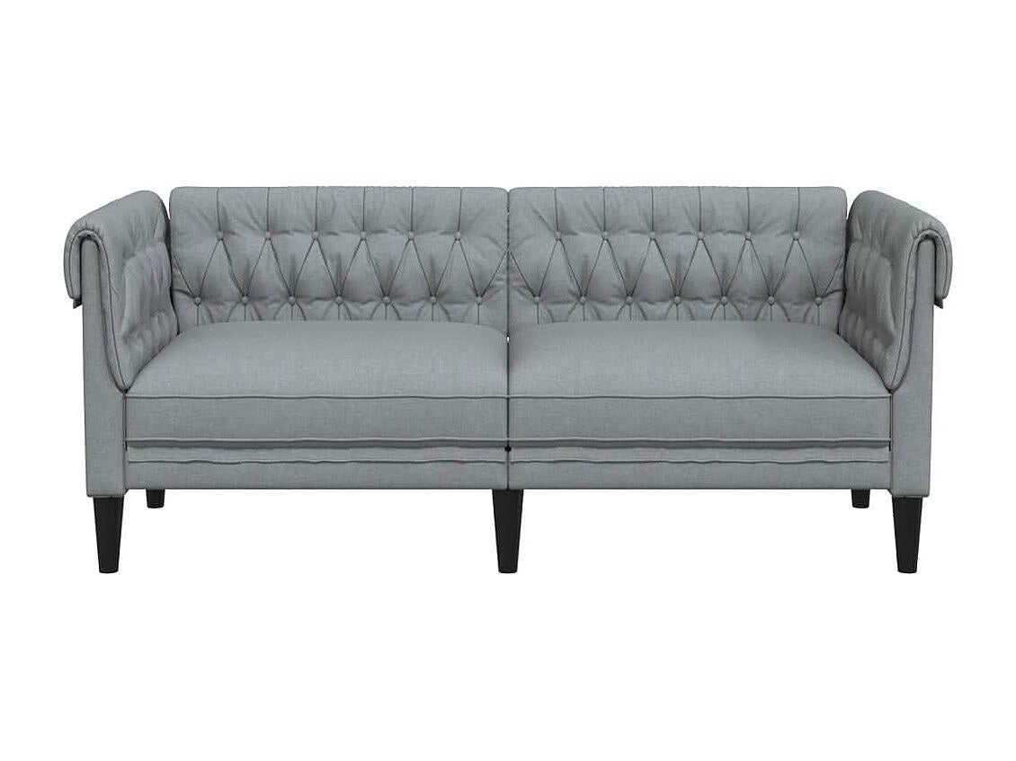 Canapé Chesterfield droit 2 places gris tissu