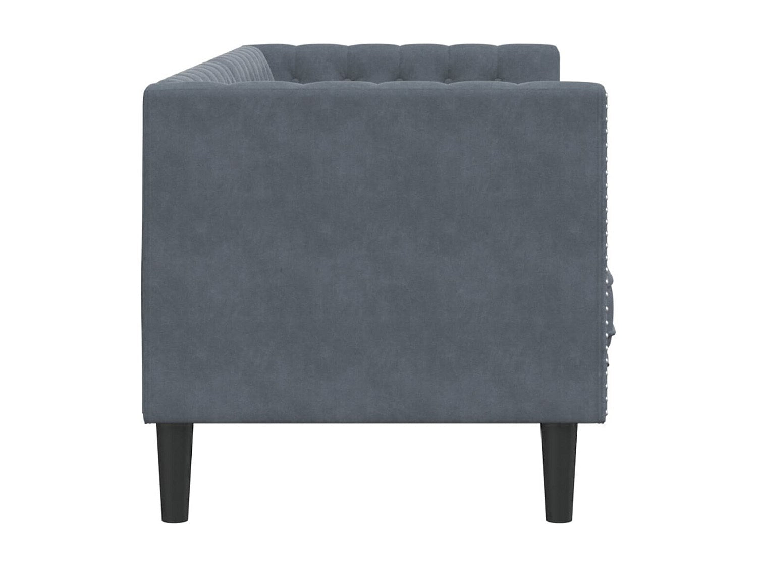 Canapé Chesterfield droit 3 places gris velours