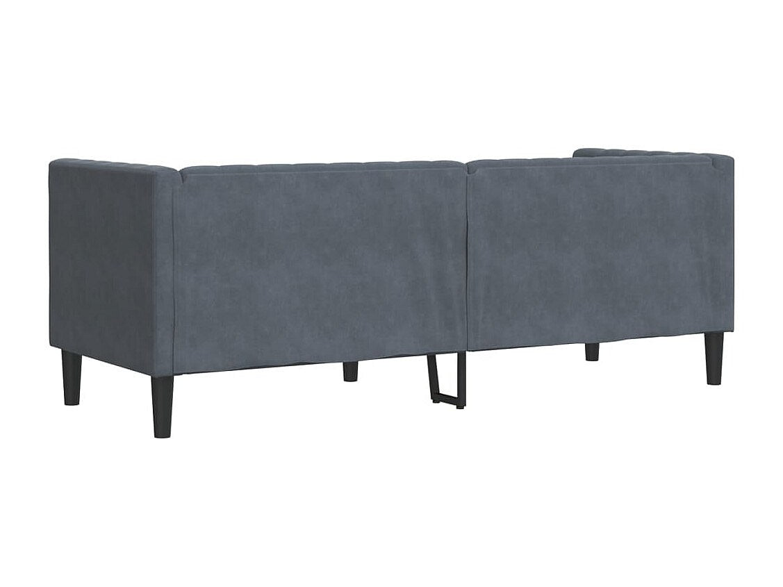 Canapé Chesterfield droit 3 places gris velours