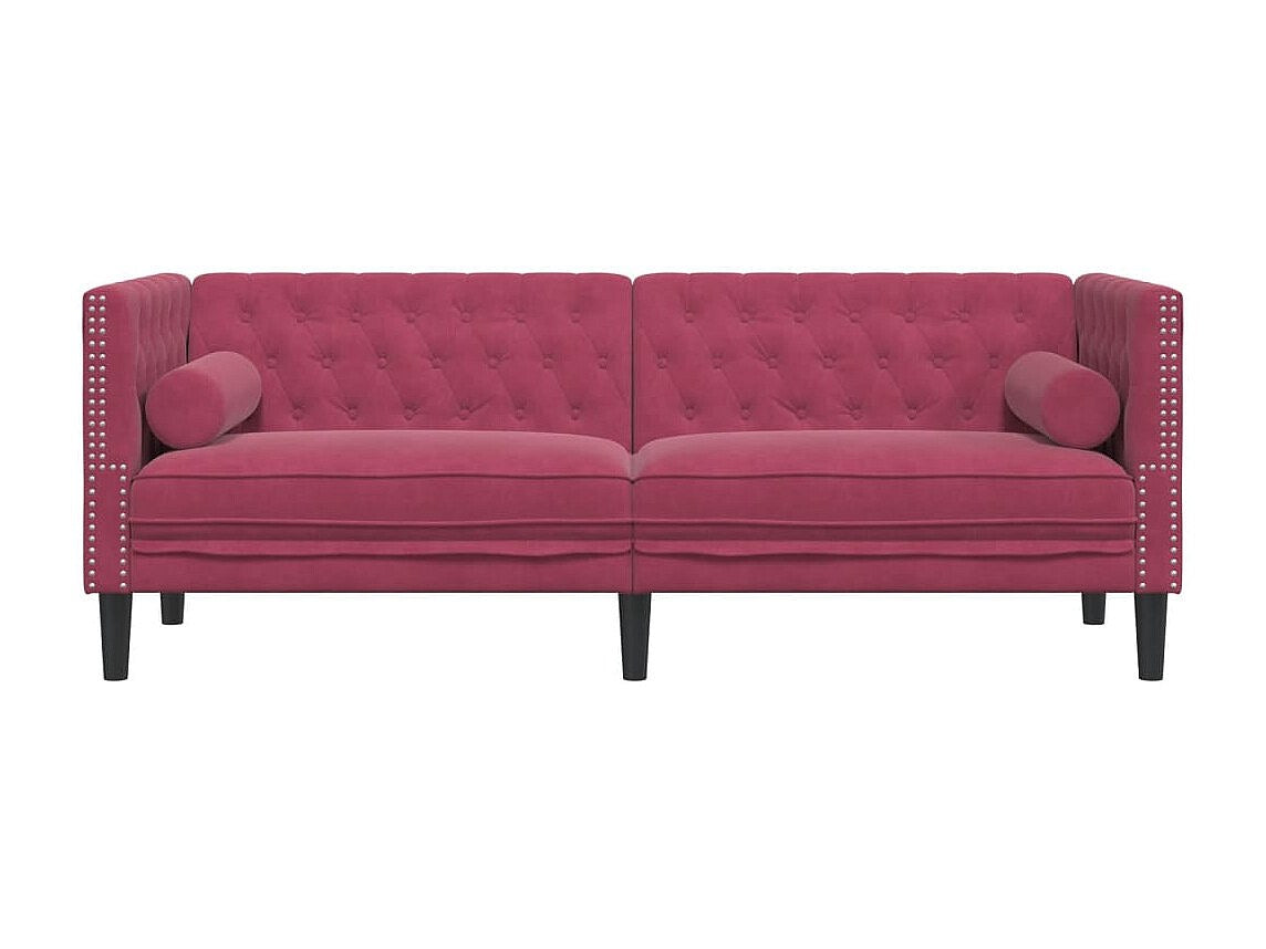 Canapé Chesterfield droit 3 places rouge velours