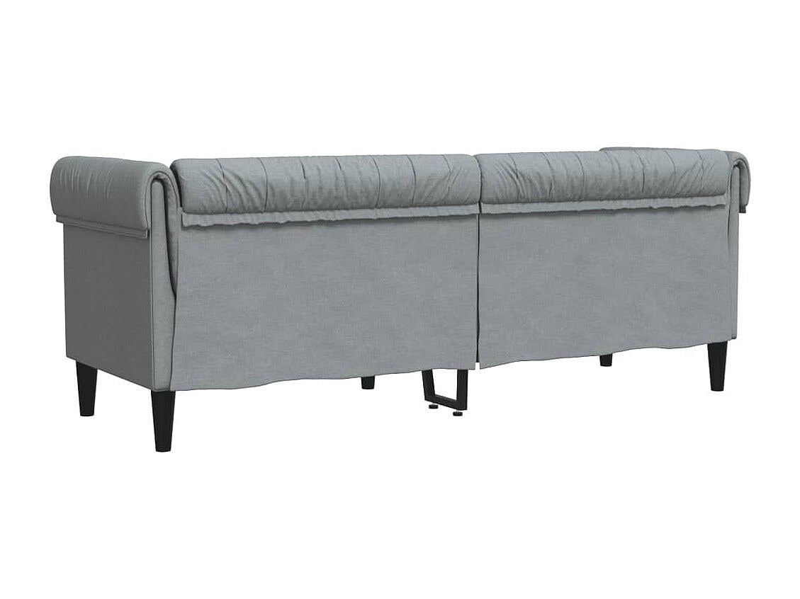 Canapé Chesterfield droit 3 places gris tissu