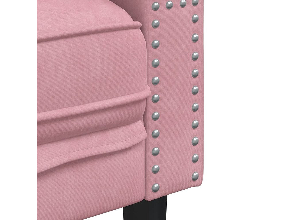 Canapé Chesterfield droit 3 places rose velours