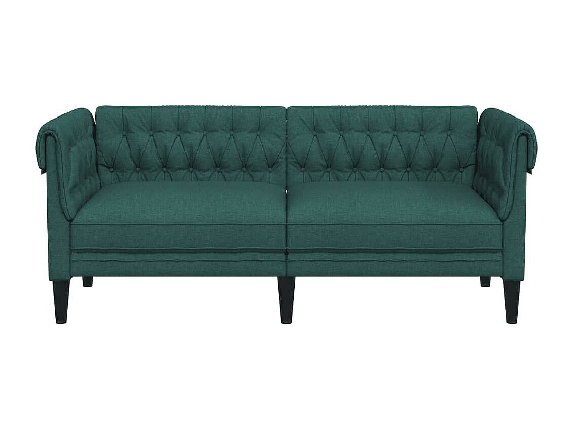 Canapé Chesterfield droit 2 places vert tissu