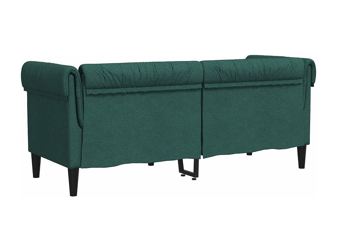 Canapé Chesterfield droit 2 places vert tissu
