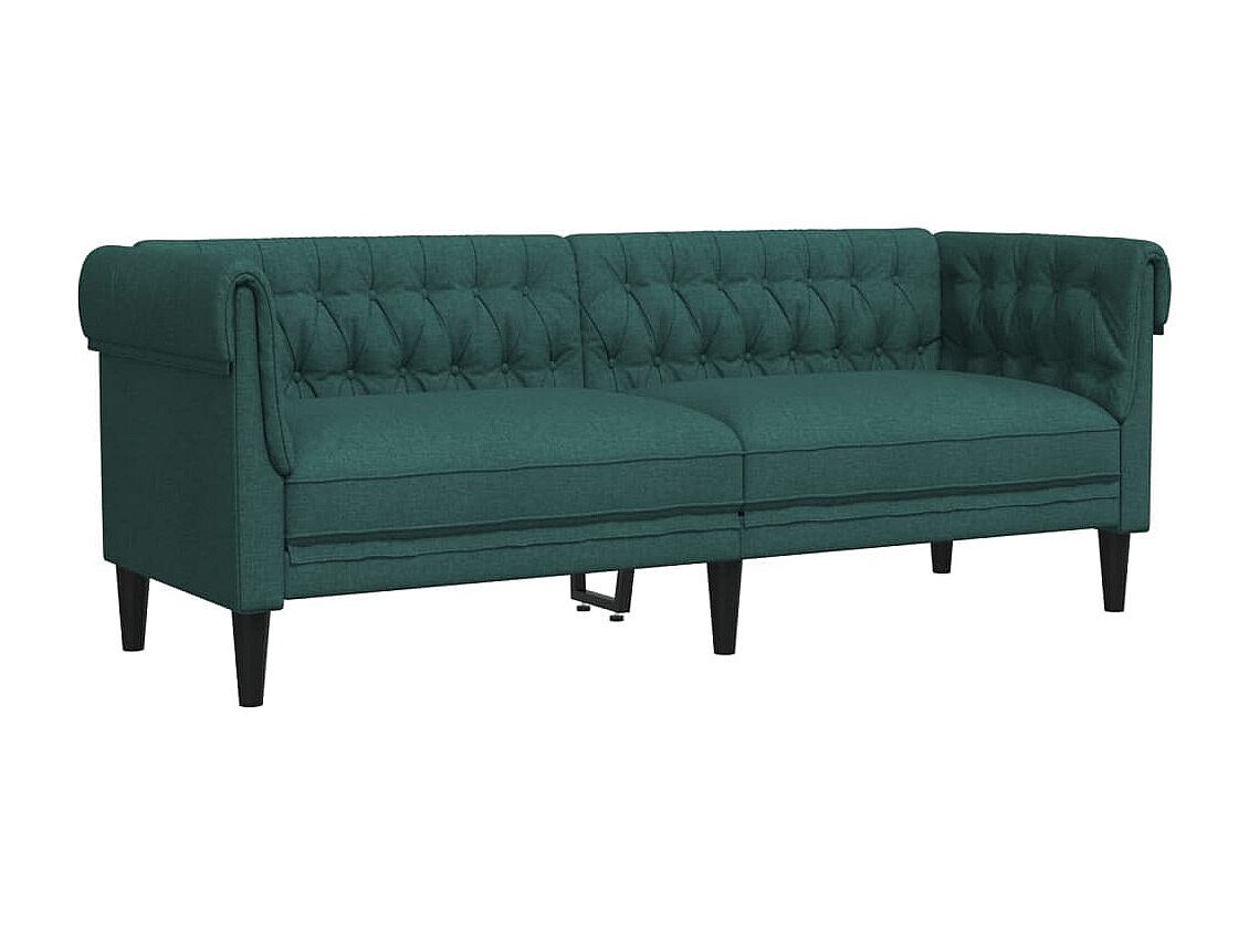 Canapé Chesterfield droit 3 places vert tissu
