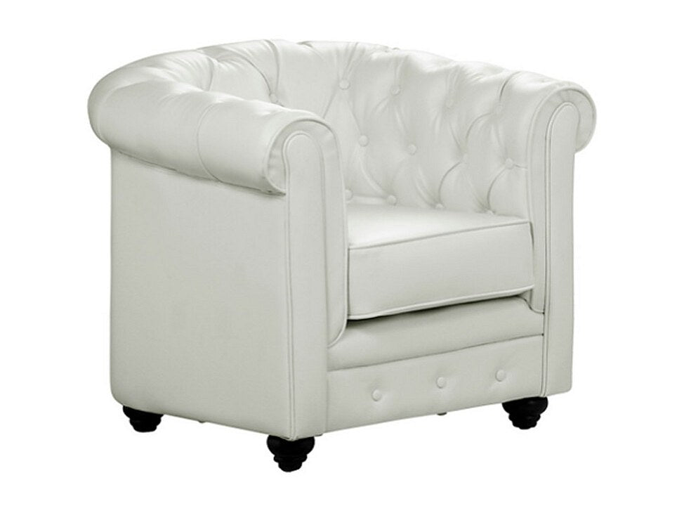 Lot de 2 fauteuils Chesterfield blanc simili cuir