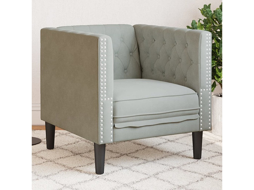 Fauteuil Chesterfield gris velours