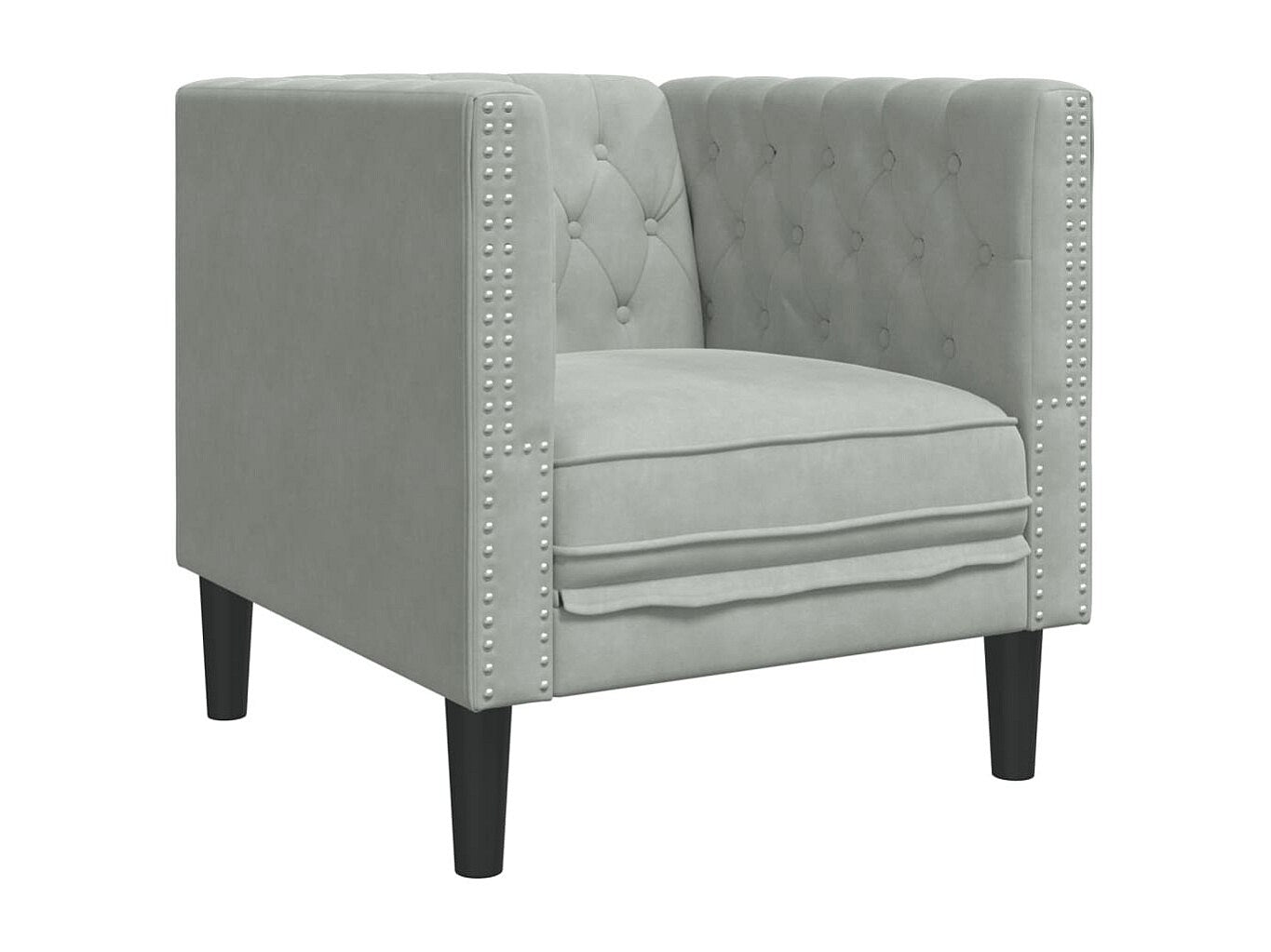 Fauteuil Chesterfield gris velours