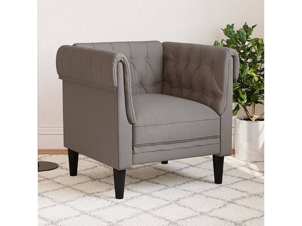 Fauteuil Chesterfield taupe tissu