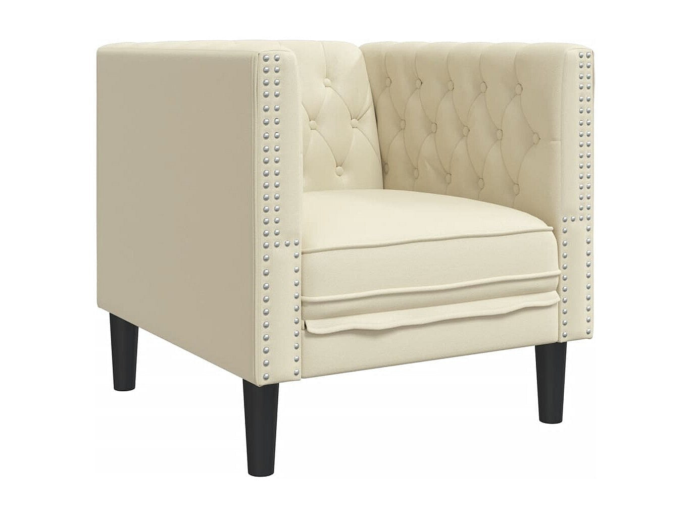 Fauteuil Chesterfield beige simili cuir