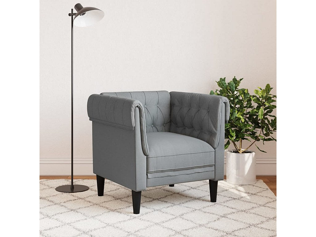Fauteuil Chesterfield gris tissu