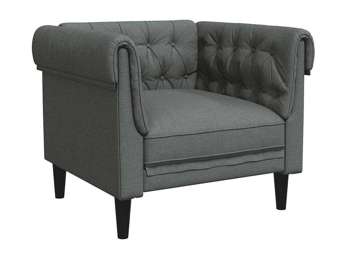 Fauteuil Chesterfield gris tissu