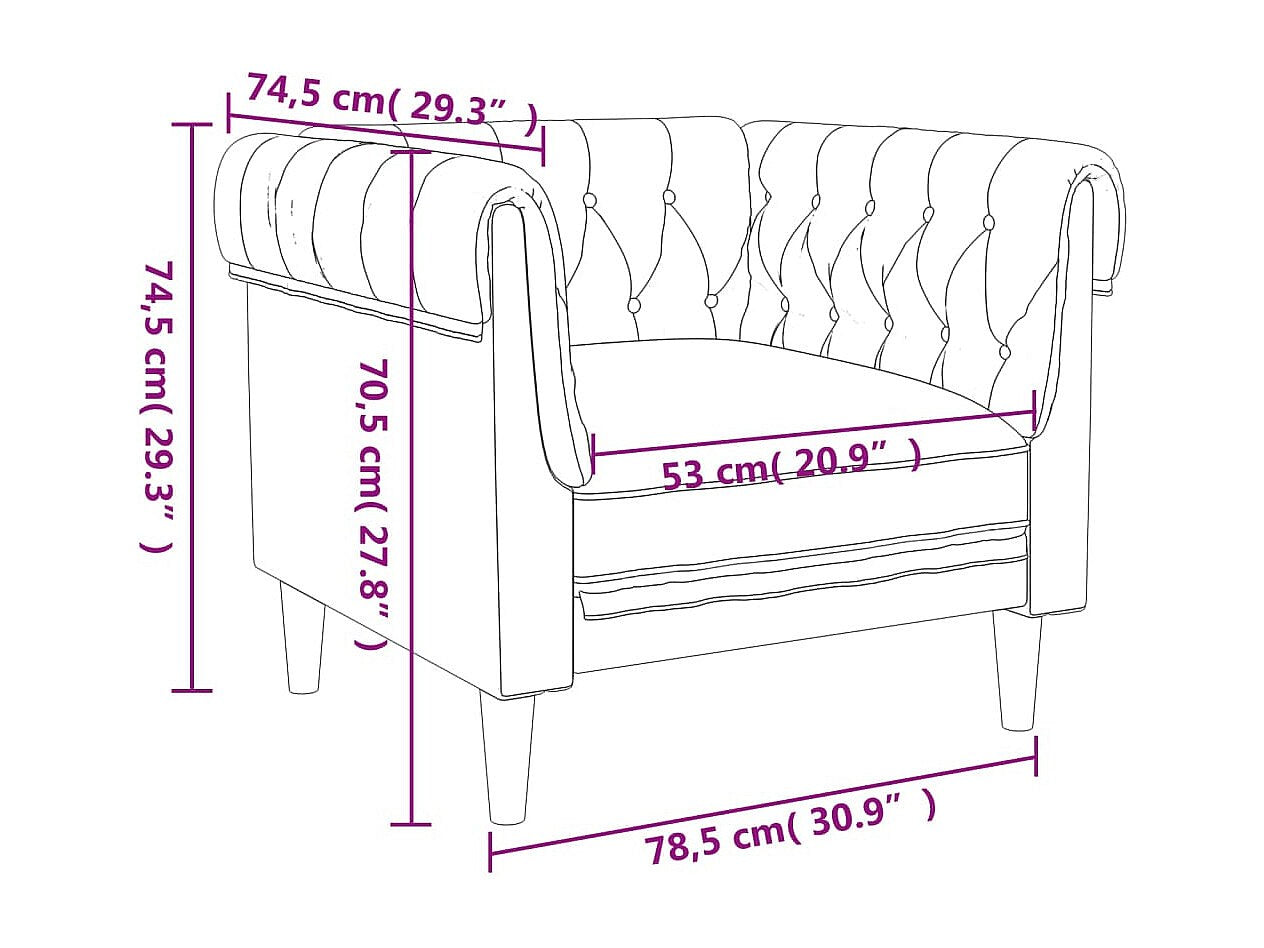 Fauteuil Chesterfield gris tissu