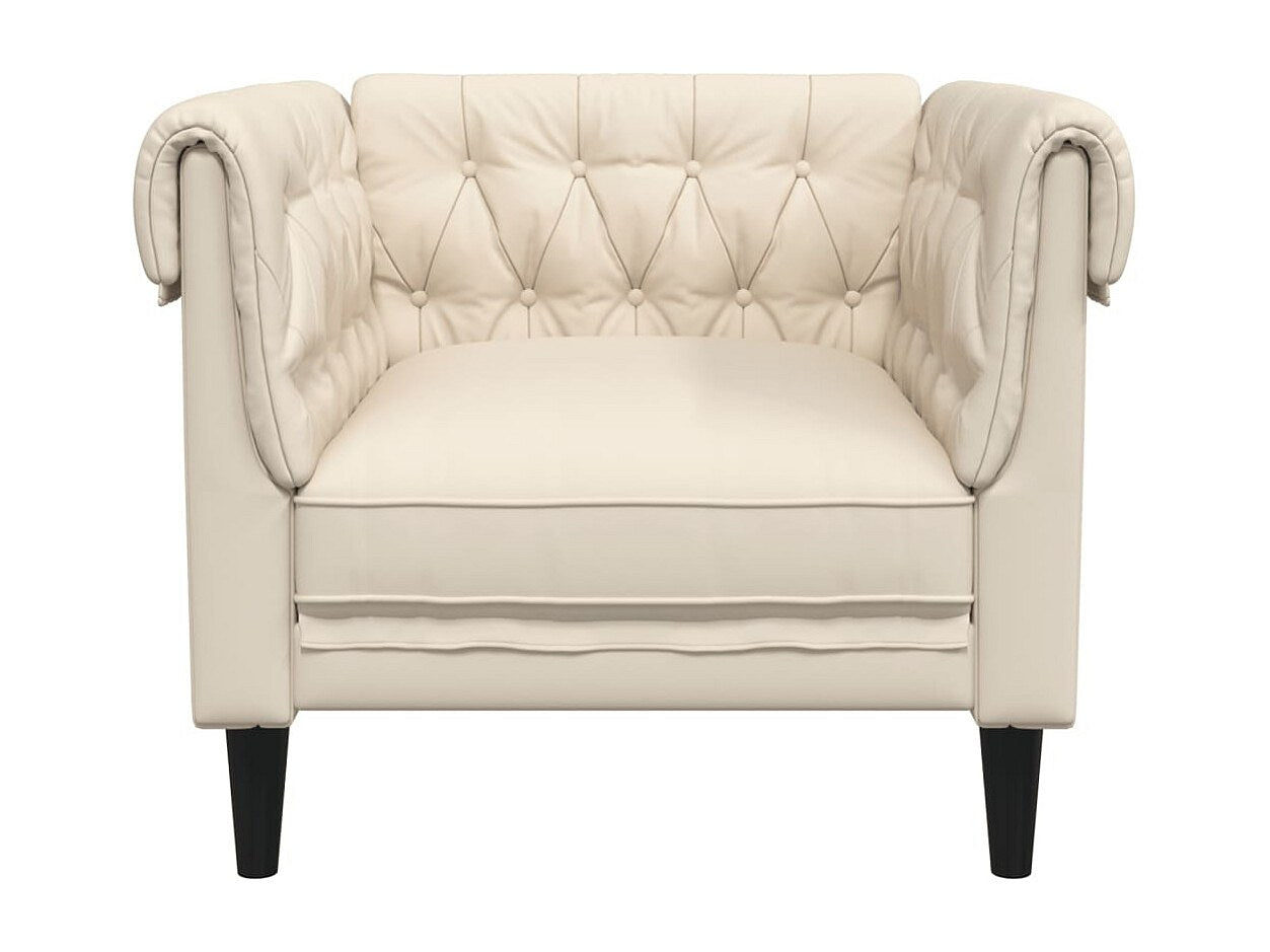 Fauteuil Chesterfield beige tissu