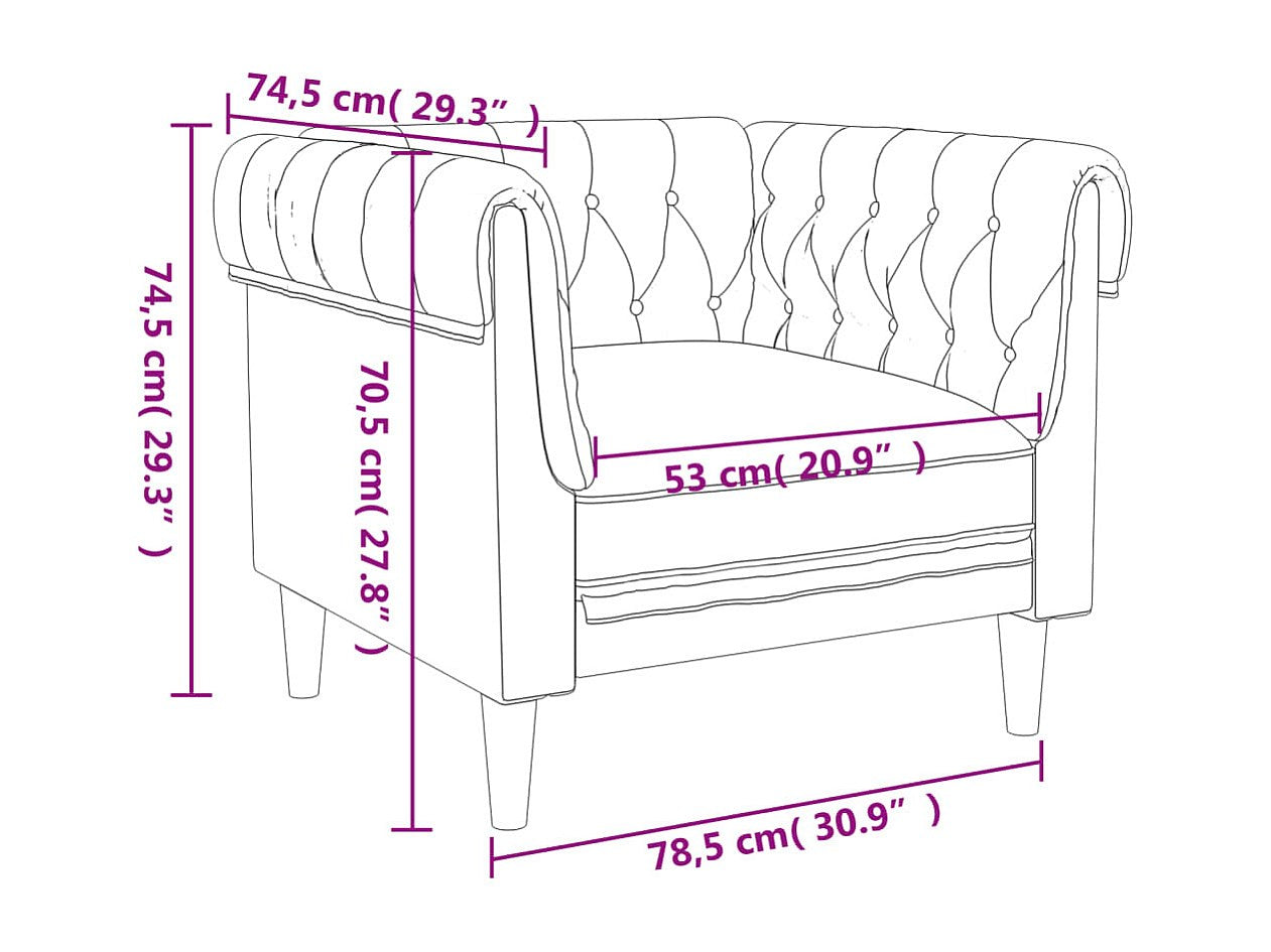 Fauteuil Chesterfield beige tissu