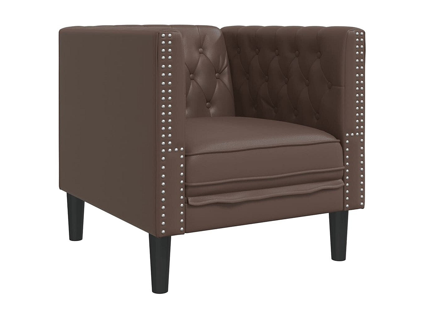 Fauteuil Chesterfield marron simili cuir