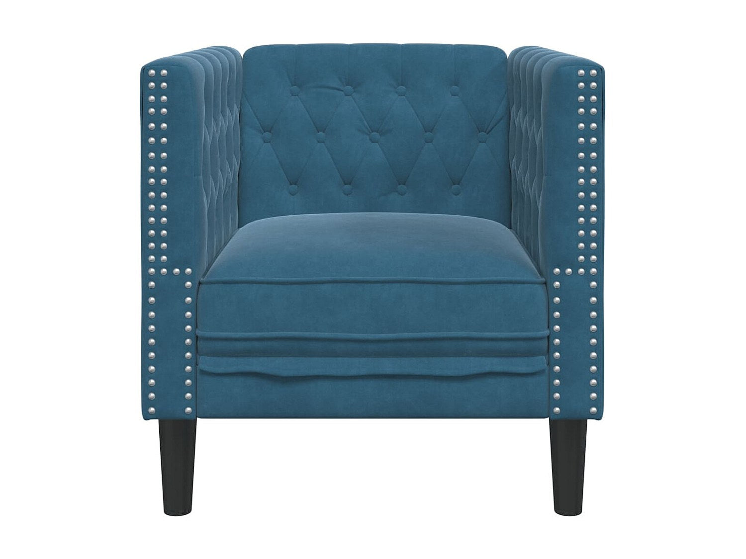 Fauteuil Chesterfield bleu velours