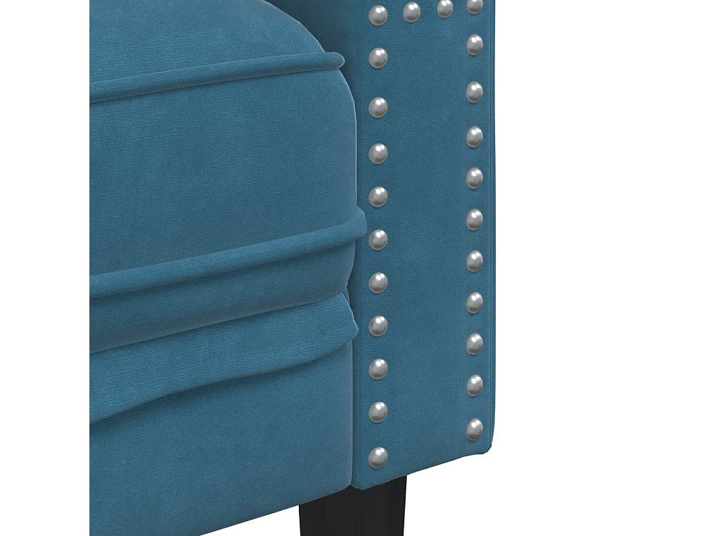 Fauteuil Chesterfield bleu velours