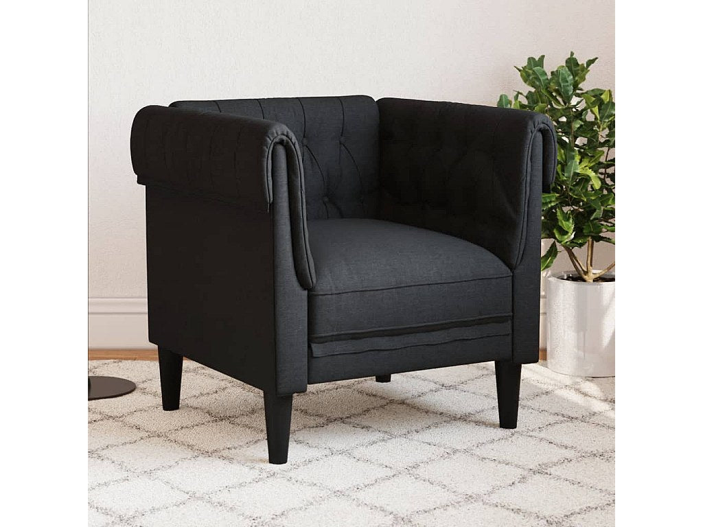 Fauteuil Chesterfield noir tissu