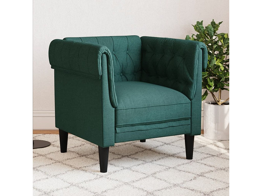 Fauteuil Chesterfield vert tissu